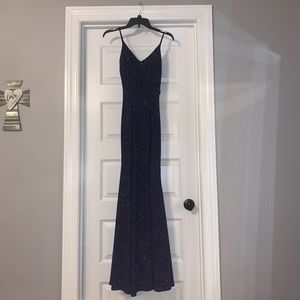 navy blue sparkly prom dress